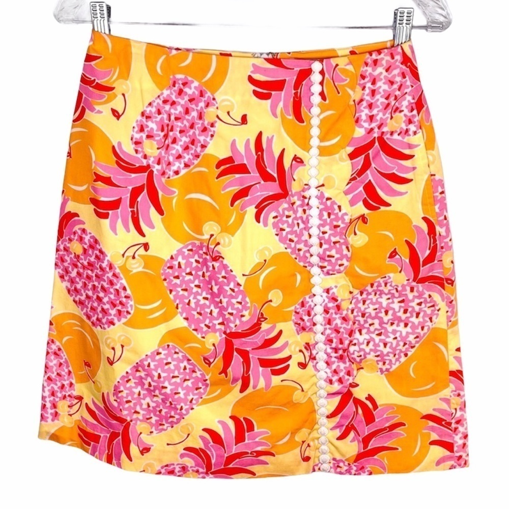 Lilly Pulitzer Pink Pineapple Printed Skirt Sz 2